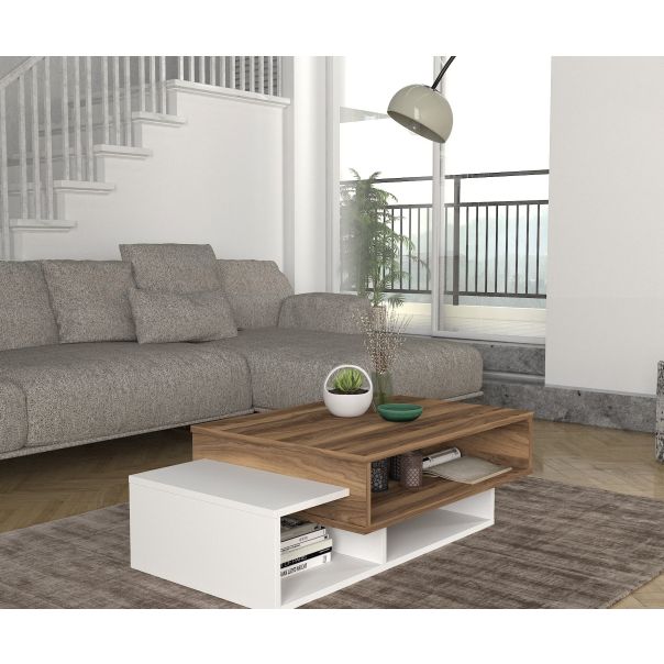 HANAH HOME Klub sto Tab, bela/braon - 731WAT2809