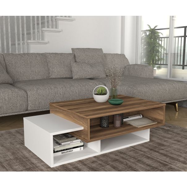 HANAH HOME Klub sto Tab, bela/braon - 731WAT2809