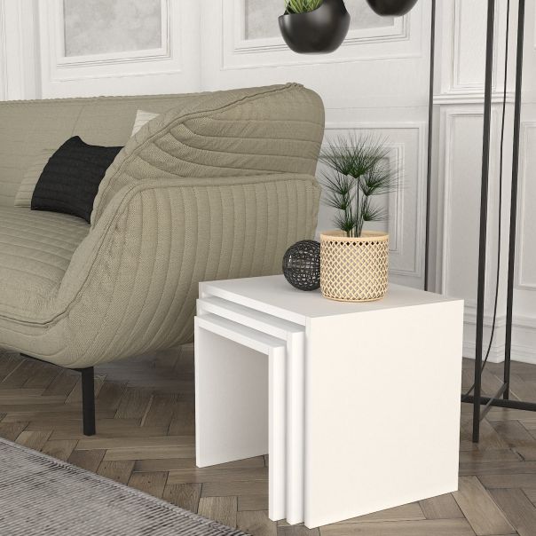 HANAH HOME Set pomoćnih stočića Zariel, bela - 731WAT2824