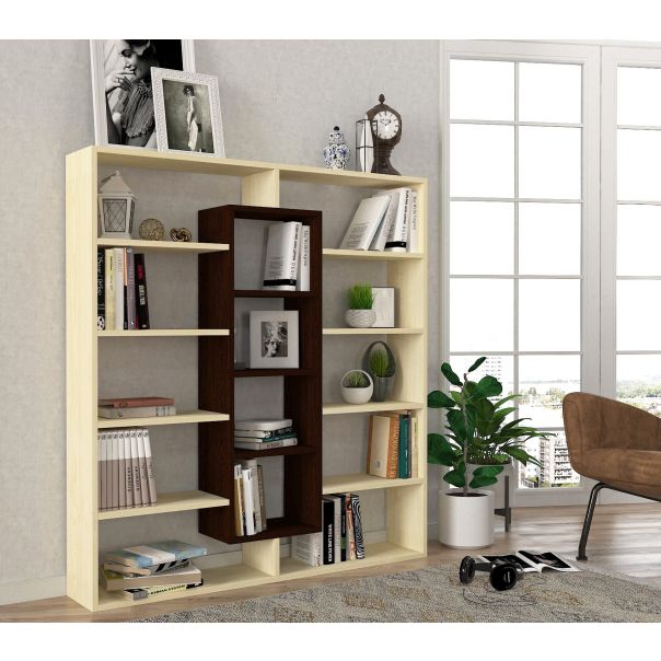 HANAH HOME Polica za knjige Ample, tamnobraon/bela - 731WAT3604