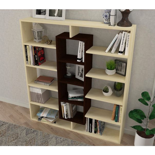 HANAH HOME Polica za knjige Ample, tamnobraon/bela - 731WAT3604