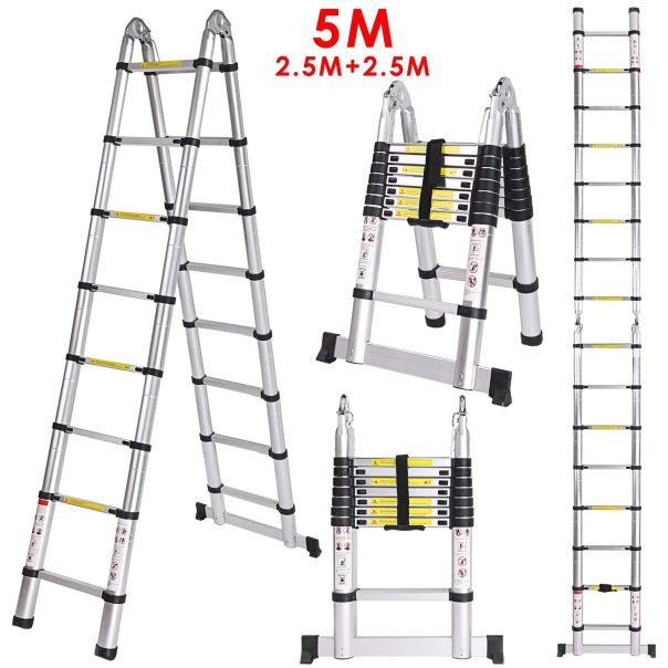Duple Aluminijumske Teleskopske Merdevine 2.5+2.5m - 737-1