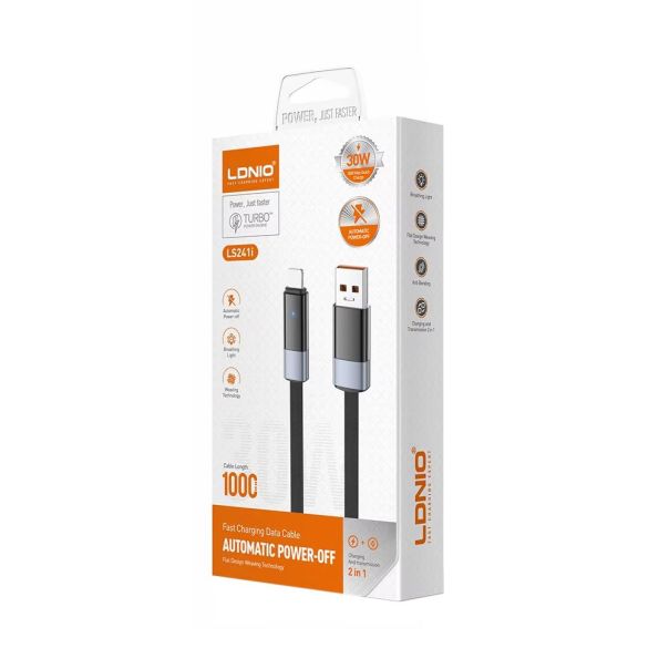 Data kabl LDNIO LS241 50W Fast Automatic Power OFF iPhone lightning crni 1m - EP3009664