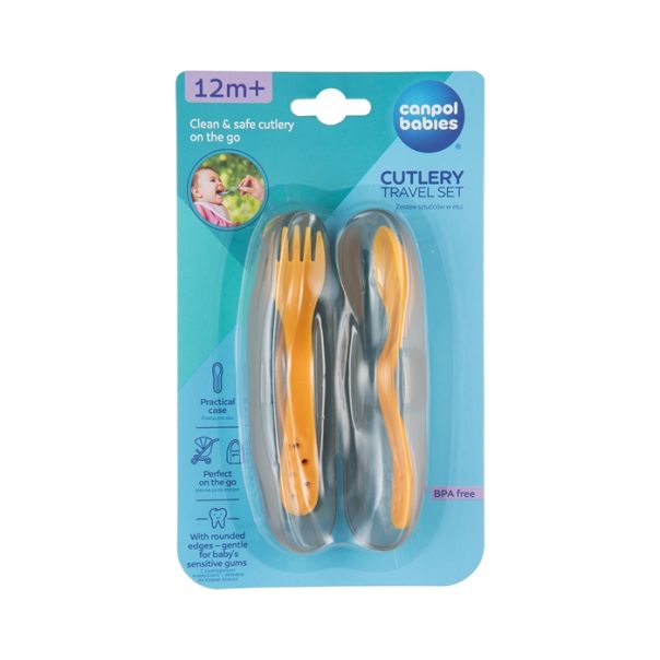 CANPOL BABIES SET ZA HRANJENJE - PUTNI SET KASIKA I VILJUSKA 74/019 - YELLOW - 74-019_yel