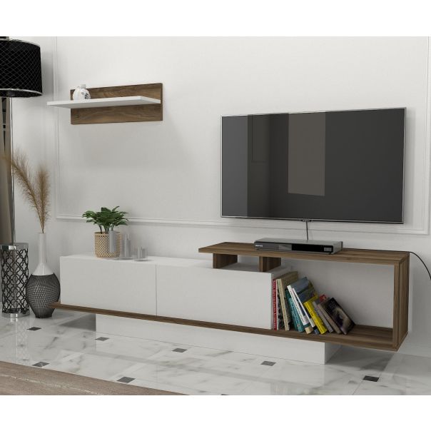 HANAH HOME TV komoda Asos, bela/braon - 745DCD3030