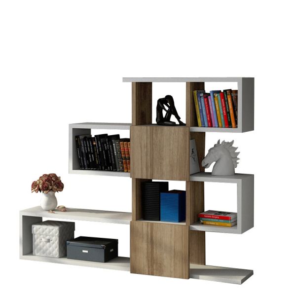 HANAH HOME Polica za knjige Karlin, bela/braon - 745DCD3608