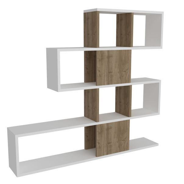 HANAH HOME Polica za knjige Karlin, bela/braon - 745DCD3608