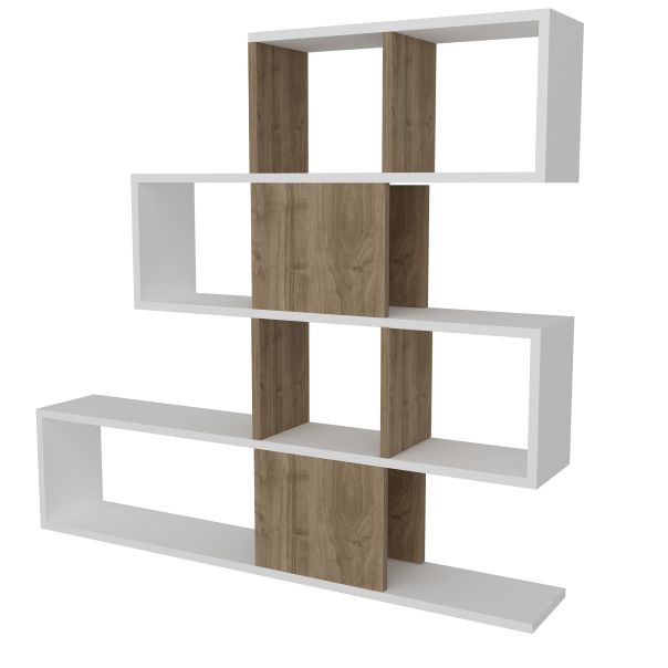 HANAH HOME Polica za knjige Karlin, bela/braon - 745DCD3608
