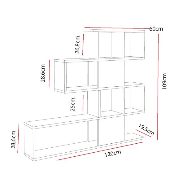 HANAH HOME Polica za knjige Karlin, bela/braon - 745DCD3608