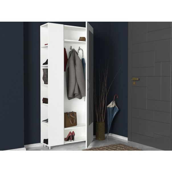 HANAH HOME Ormar za predsoblje sa ogledalom Meyra, bela - 745DCD4009