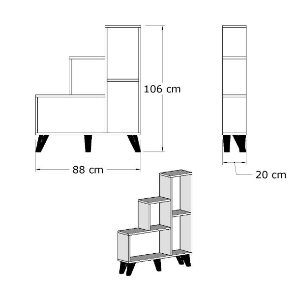 HANAH HOME Polica za knjige Nisa, bela - 746JUG3606