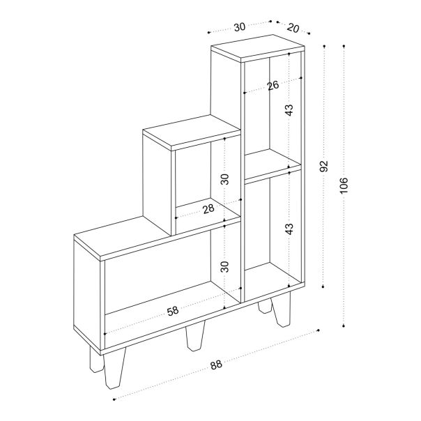 HANAH HOME Polica za knjige Nisa, bela - 746JUG3606