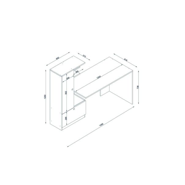 HANAH HOME Radni sto sa policama Domingos, bela/braon - EP2801770