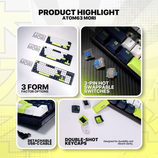 FANTECH Tastatura Mehanicka Gaming MK874V2 RGB Atom 63 Mori bela (taro switch) - EP3169508