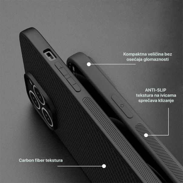 Maska za iPhone 17 Pro 6.3 crna Carbon fiber - 223496