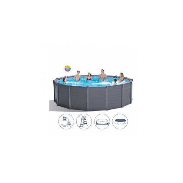 INTEX Bazen sa skimerom, pumpom, merdevinama, pvc 4.78m x 1.24m graphite gray panel pool set - 77276
