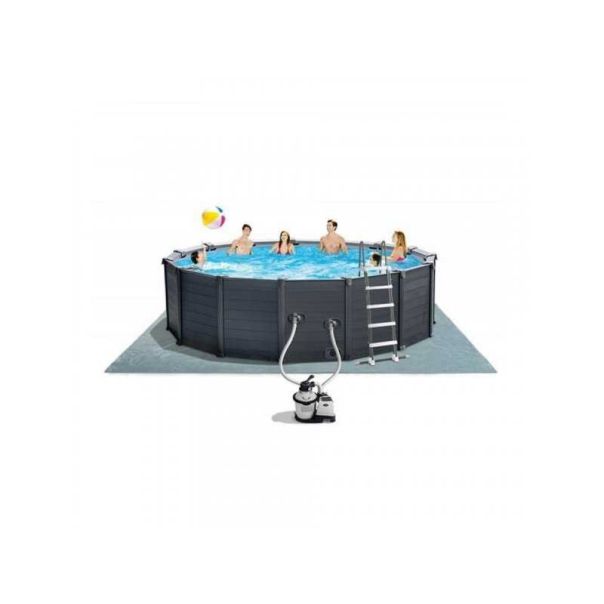 INTEX Bazen sa skimerom, pumpom, merdevinama, pvc 4.78m x 1.24m graphite gray panel pool set - 26384NP