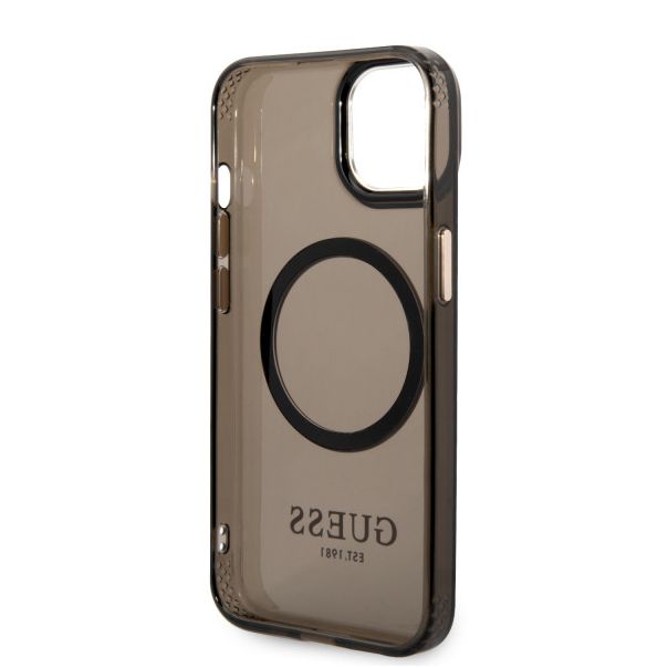 LICENSED GUESS GUESS Futrola za iPhone 14 Plus GOLD OUTLINE TRANSLUCENT BLACK MagSafe - GUHMP14MHTCMK