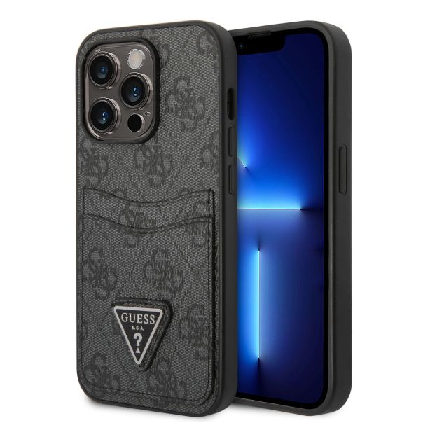 LICENSED GUESS GUESS Futrola za iPhone 14 Pro 4G DOUBLE CARD TRIANGLE BLACK - GUHCP14LP4TPK
