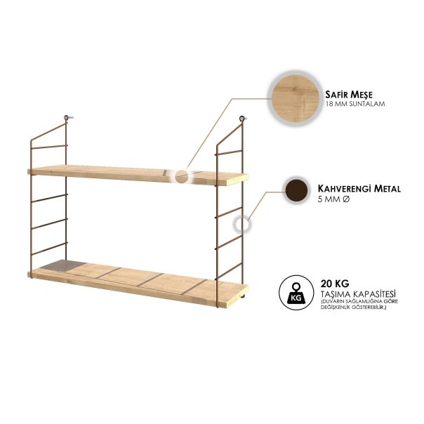 HANAH HOME Zidna polica Armoni 2'li, krem - 775DCM1674