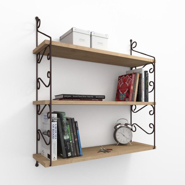 HANAH HOME Zidna polica Seramoni 3'lü, krem - 775DCM1711