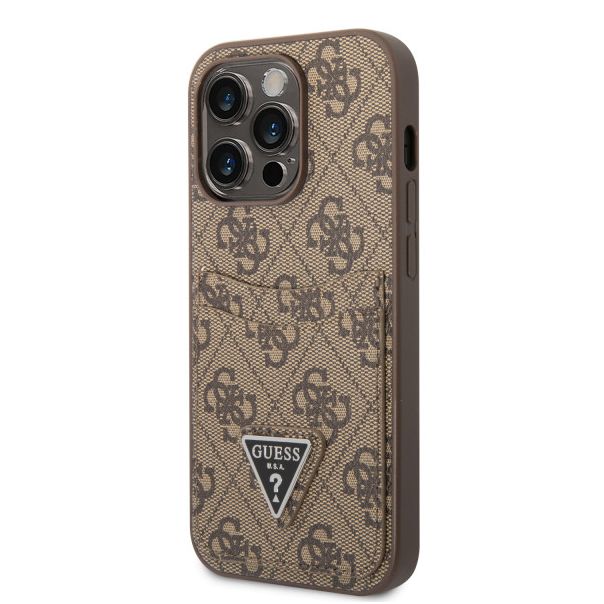 LICENSED GUESS GUESS Futrola za iPhone 14 Pro 4G DOUBLE CARD TRIANGLE BROWN - GUHCP14LP4TPW