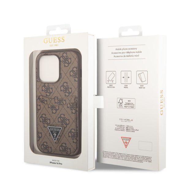 LICENSED GUESS GUESS Futrola za iPhone 14 Pro 4G DOUBLE CARD TRIANGLE BROWN - GUHCP14LP4TPW
