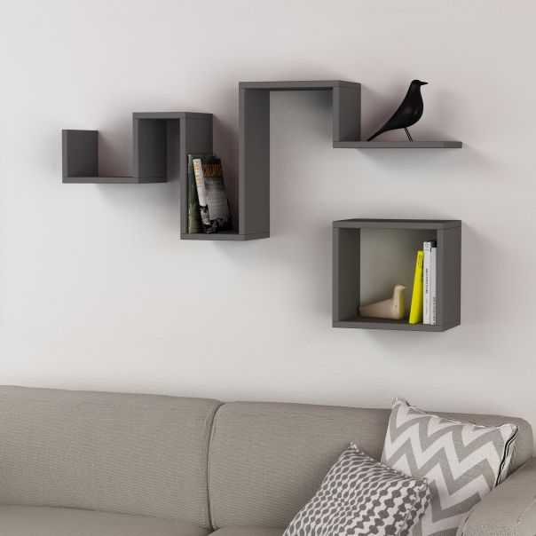 HANAH HOME Zidna polica Follow, antracit - 776HMS1706