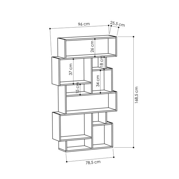 HANAH HOME Polica za knjige Karmato, antracit - 776HMS3614