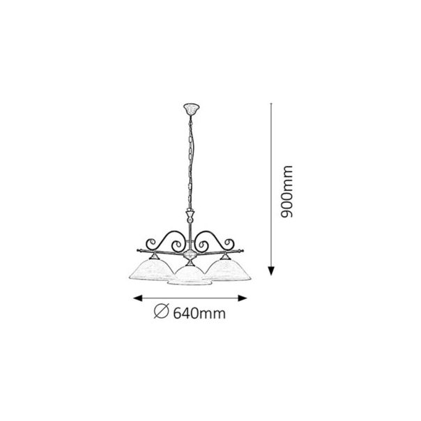 Rabalux Luster Dorothea E27 3x MAX 60W mat crno (7773) - 7773