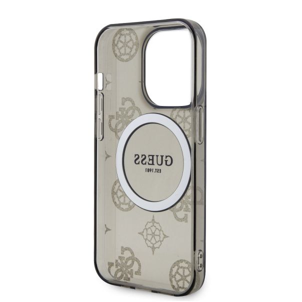 LICENSED GUESS GUESS Futrola za iPhone 14 Pro IML GLITTER PEONY GOLD BLACK MagSafe - GUHMP14LHMPGSK