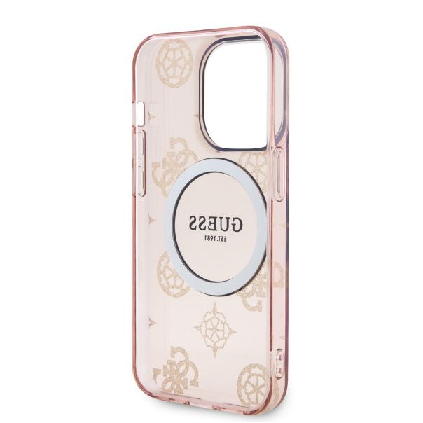 LICENSED GUESS GUESS Futrola za iPhone 14 Pro IML GLITTER PEONY GOLD PINK MagSafe - GUHMP14LHMPGSP