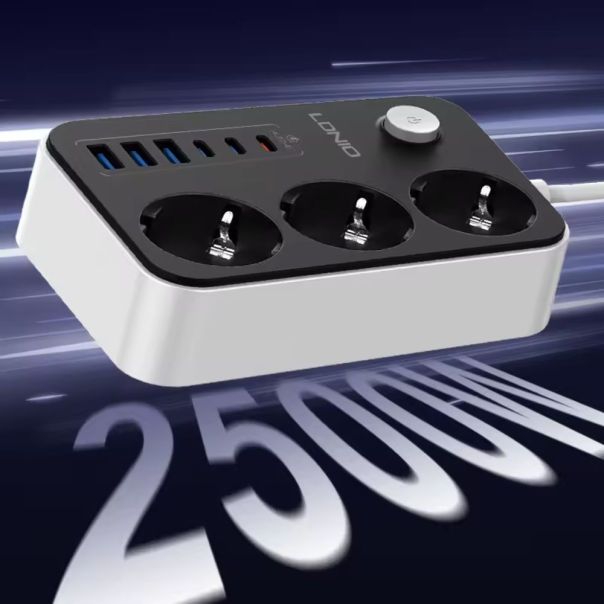 Produzni kabl LDNIO SE3631C 3 uticnice 3xUSB 3xPD beli 2m - EP3009691