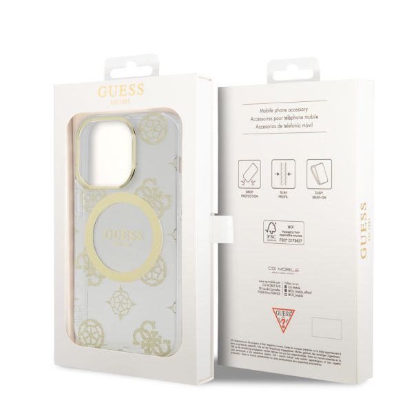 LICENSED GUESS GUESS Futrola za iPhone 14 Pro IML GLITTER PEONY GOLD TRANSPARENT MagSafe - GUHMP14LHMPGST