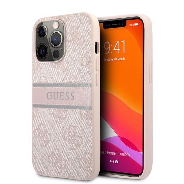 LICENSED GUESS GUESS Futrola za iPhone 14 Pro PU 4G STRIPE PINK - GUHCP14L4GDPI