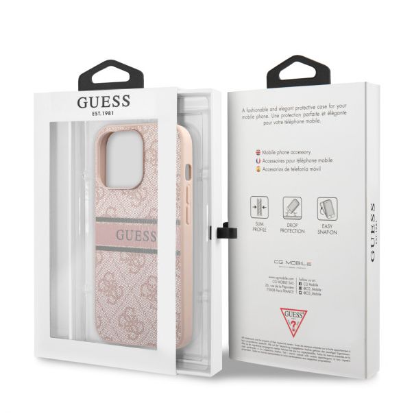 LICENSED GUESS GUESS Futrola za iPhone 14 Pro PU 4G STRIPE PINK - GUHCP14L4GDPI