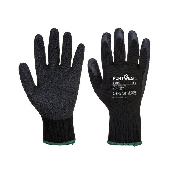 PORTWEST Rukavice A100 Grip latex, crna - 54317