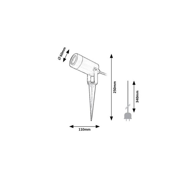 Rabalux Baštenske lampe Krobia GU10 1x MAX 4W crna (7814) - 7814-1