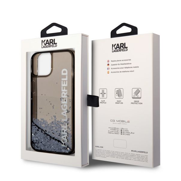 LICENSED KARL LAGERFELD Karl Lagerfeld Futrola za iPhone 14 LIQ. GLITTER ELONG BLACK - KLHCP14SLCKVK