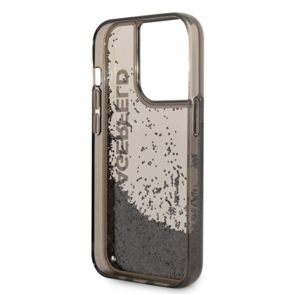 LICENSED KARL LAGERFELD Karl Lagerfeld Futrola za iPhone 14 Pro Max LIQ. GLITTER ELONG BLACK - KLHCP14XLCKVK