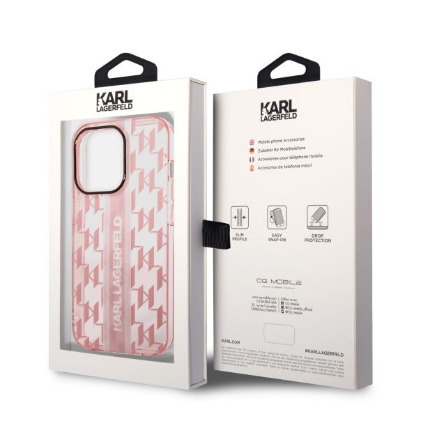 LICENSED KARL LAGERFELD Karl Lagerfeld Futrola za iPhone 14 Pro Max MONO VERTICAL STRIPE PINK - KLHCP14XHKLSPCP