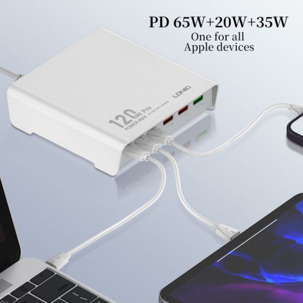 Kucni punjac LDNIO Q605, QC4+, PD3.0, SCP, PPS, VOOC, 120W total power beli - EP2763345