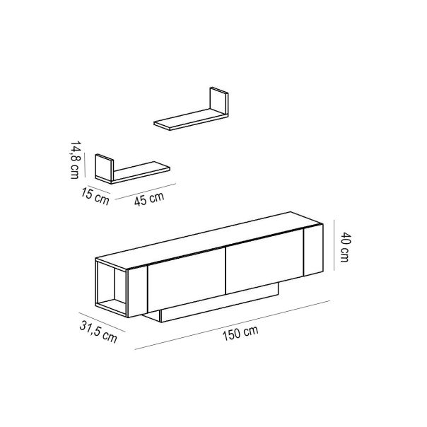 HANAH HOME TV komoda Ekol, bela - 788DEC3040