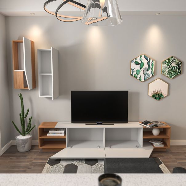 HANAH HOME TV komoda Zebra, bela/braon - 788DEC3089