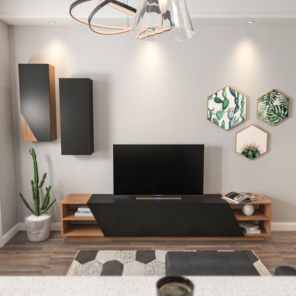 HANAH HOME TV komoda Zebra, crna/braon - 788DEC3091