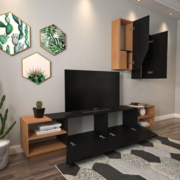 HANAH HOME TV komoda Zebra, crna/braon - 788DEC3091