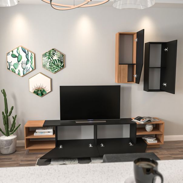 HANAH HOME TV komoda Zebra, crna/braon - 788DEC3091