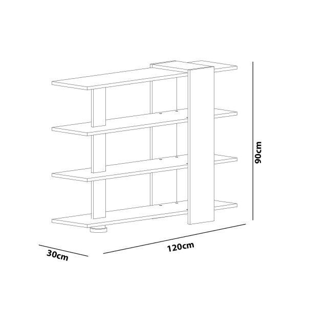 HANAH HOME Polica za knjige Nur, bela/svetlobraon - 788DEC3607