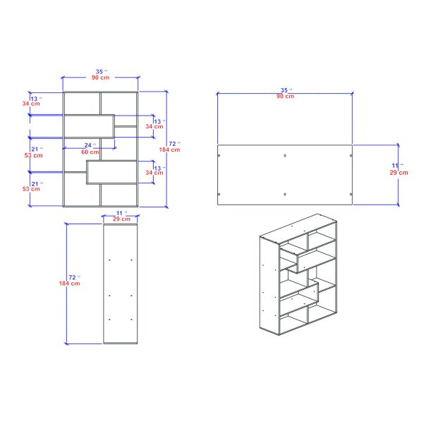 HANAH HOME Polica za knjige Zep, bela - 788DEC3612
