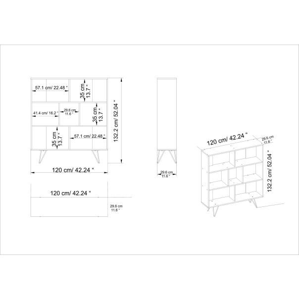 HANAH HOME Polica za knjige Mistico, braon - 788DEC4029
